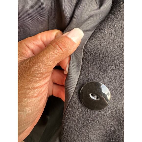 Vintage 100% Wool Womans 16 Black X LONG Maxi Pea Coat John Weitz SPY Equestrian - Picture 12 of 13